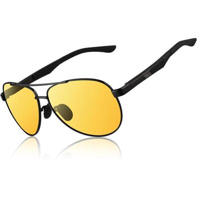 Sonnenbrille Herren Polarisiert UV400 CAT3 AlMg H Schwarz Gelb