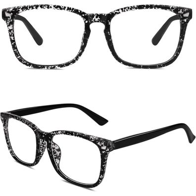 Nerdbrille Damen Herren Pantobrille Klarglas 80er A Schwarz Spot