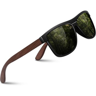 Sonnenbrille Herren Damen Glänzender Schwarzer Rahmen Graue Linse