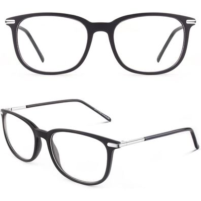 Nerdbrille Damen Herren Ohne Stärke UV400 Schutz Matte Schwarz