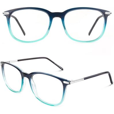 Brille Nerdbrille Ohne Stärke Fensterglas UV400 Schutz Damen Blau