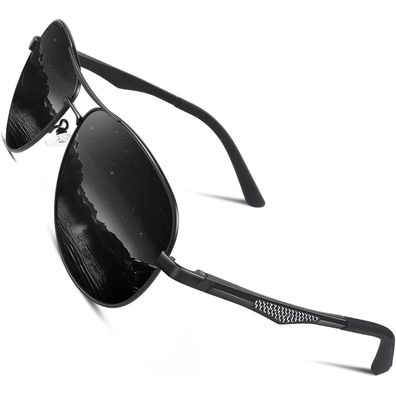 Sonnenbrille Herren Pilotenbrille polarisiert UV400 CAT3 Schwarz Grau