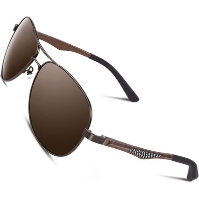 CGID Herren Pilotenbrille, polarisiert, ultraleicht, AL-MG Metallrahmen, UV400
