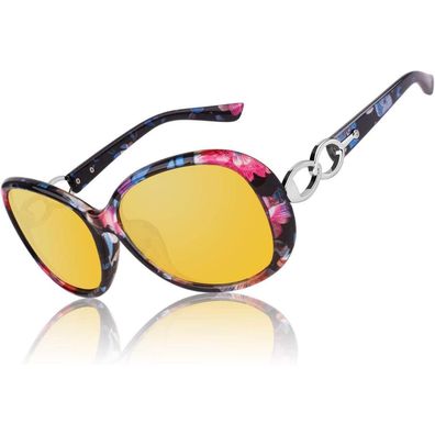Nachtsichtbrille Damen Ay Blumenrahmen Nachtsichtgelbe Linse