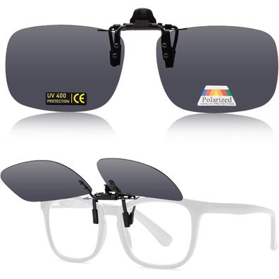 Sonnenbrille Clip On Polarisiert UV400 Schutz Schwarz 60mm X 43mm