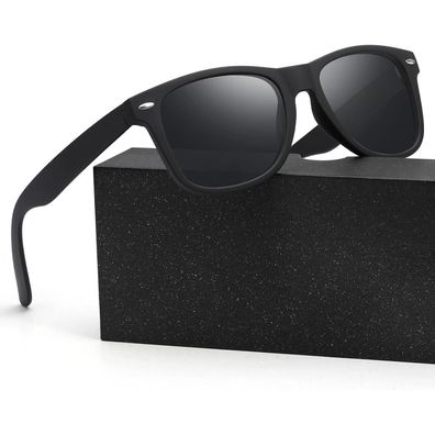 Sonnenbrille polarisiert UV400 Herren Damen Retro 1-schwarz-grau