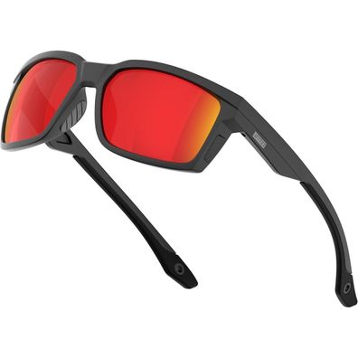 Sonnenbrille Herren Polarisierte Sportbrille Schwarz Rot Verspiegelt