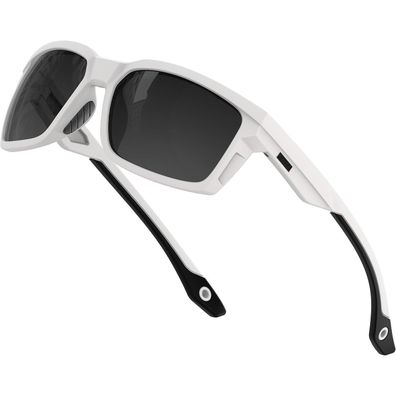 ATTCL Herren Polarisierte Sportbrille - TR90 Rahmen, UV400 Schutz, CAT 3, Weiß + Grau
