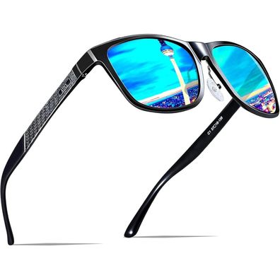 Sonnenbrille Herren Polarisierte Metallrahmen M 8587-blau Verspiegelt