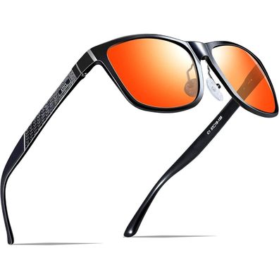 Sonnenbrille Herren Polarisierte AlMg Metall M 8587-rot Verspiegelt