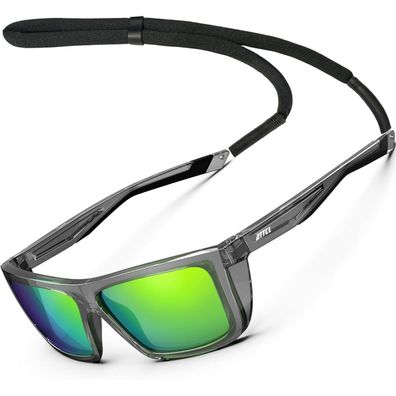 Sonnenbrille Herren 1124-durchsichtig Grau+grün Verspiegelt
