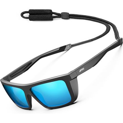 Sonnenbrille Herren polarisierte Sport 1124-schwarz+blau Verspiegelt