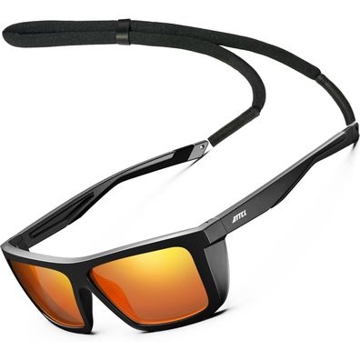 Sonnenbrille Herren Polarisierte Sport UV 1124-schwarz+rot Verspiegelt