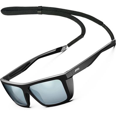 Sonnenbrille Herren polarisierte Sport 1124-schwarz+silber Verspiegelt