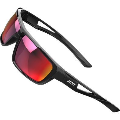 Sonnenbrille Herren Polarisierte UV J2021-schwarz Rot Verspiegelt