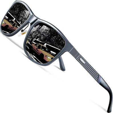 Sonnenbrille Herren Grauer Rahmen+schwarze Linse Nicht Gespiegelt
