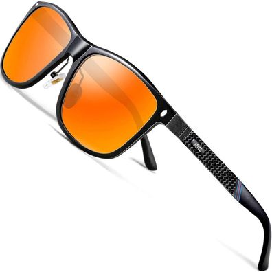 Sonnenbrille Herren Schwarzer Rahmen+rote Linse Verspiegelt