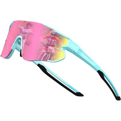 Baseball Sonnenbrille Kinder Teenager Sport Blauer Rahmen Rosa Gläser