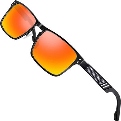 Sonnenbrille Polarisierte Herren Metall Ultraleicht Rot Verspiegelt