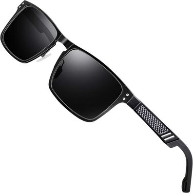 Sonnenbrille Herren polarisierte Metallrahmen Schwarz Non Verspiegelt