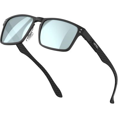 ATTCL Polarisierte Herren Sonnenbrille Rechteckig Metallrahmen Karbonfaser Bügel