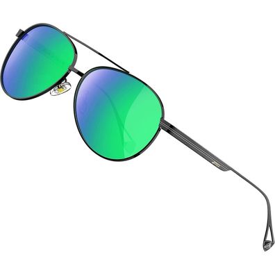 Sonnenbrille Herren Fliegerbrille 2033-schwarz Grün Verspiegelt