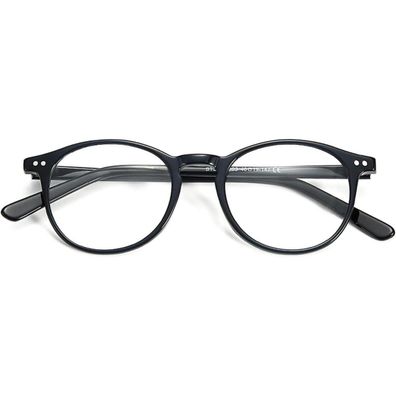 Nerdbrille rund klare Gläser ohne Sehstärke Herren Damen C3 Schwarz