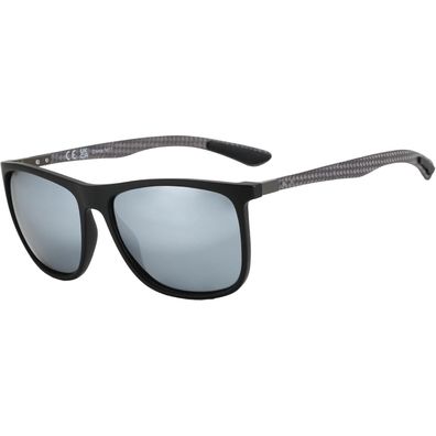 Sonnenbrille polarisierte Schwarzer Rahmen Silber Verspiegelte Linse
