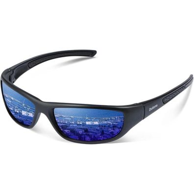 Sonnenbrille Polarisiert Sport Schwarze Matte Rahmen mit Blaue Linse