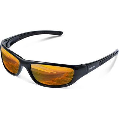 Sonnenbrille Herren polarisiert Schwarze Rahmen mit Rot Linse