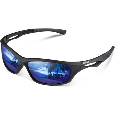 Sonnenbrille Herren Polarisiert Tr90 Black Matte Frame With Blue Lens