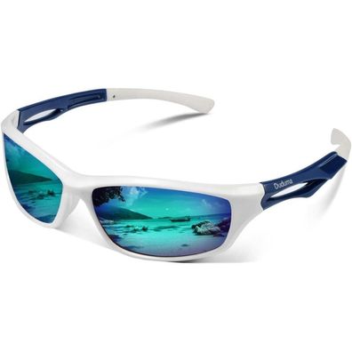 Sonnenbrille Herren polarisiert UV400 Tr90 White Frame With Blue Lens