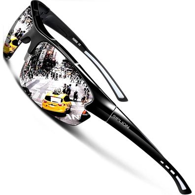 Sonnenbrille Herren UV400 Polarisiert CAT3 CE Silber Verspiegelt