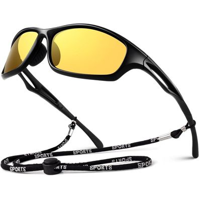 Sonnenbrille Herren Polarisiert TR90 UV400 Cat3 CE Schwarz Nachtsicht