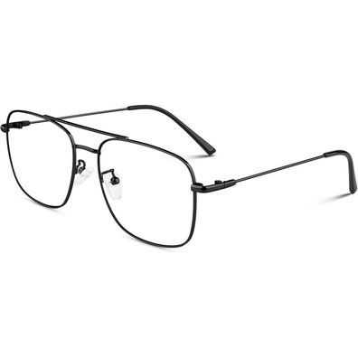 Brille Pilotenbrille Metallgestell ohne Sehstärke Schwarz