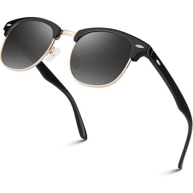 Sonnenbrille 1 Glänzend Schwarz Farbverlauf Grau( Gold Kante)