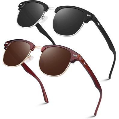 Sonnenbrille Polarisiert 2 Schwarz Grau & Schildkröte Braun