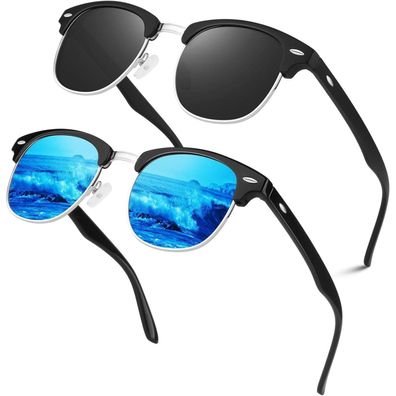 Sonnenbrille polarisiert Herren 2 Schwarz Grau & Schwarz Blau