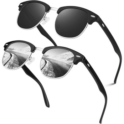 Sonnenbrille Polarisiert 2 Schwarz Grau & Schwarz Silber