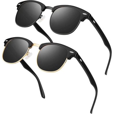 LINVO Polarisierte Sonnenbrille Herren Damen Retro Klassisch Halbrahmen 100% UV400
