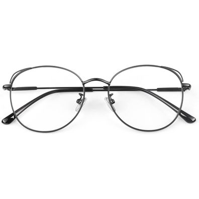 Brille Damen Katzenauge Metallgestell ohne Stärke Schwarz