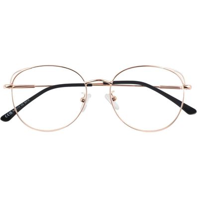LINVO Damen Brille ohne Stärke, klassische Metallfassung im Vintage Katzenauge