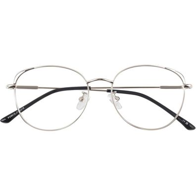 Brille Damen ohne Stärke Metallgestell Katzenauge Silber