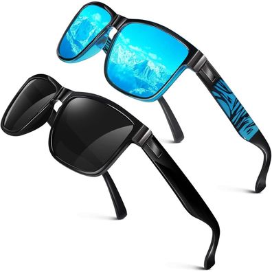 Sonnenbrille 2er-pack Schwarz & Blau Blau Glänzend Schwarz Grau