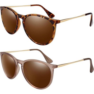 Sonnenbrille 2er-pack Leoparden Braun Transparenter Rosa-braun Braun