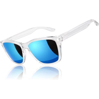 Sonnenbrille Polarisiert UV400 Herren Damen 1 Klarer Blau Verspiegelt
