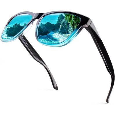 Sonnenbrille Herren Damen 1 Farbverlauf Schwarz Blau Verspiegelt