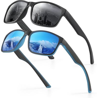 Sonnenbrille Polarisiert UV400 Herren Damen Unisex 8a-schwarz And Blau