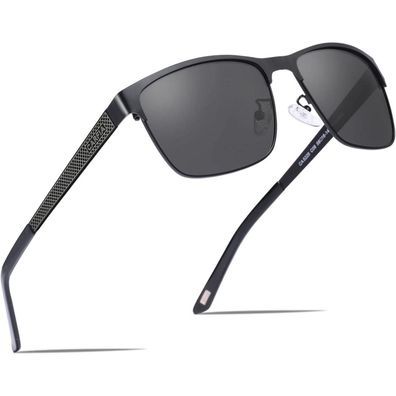 Sonnenbrille Herren Polarisierte Muster Gestell Schwarz Gläser Grau