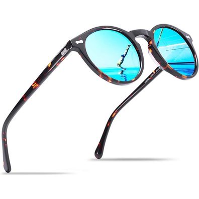 Sonnenbrille polarisierte Herren Rahmen Schildpatt Linsen Blau